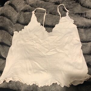 #291 White Women's  Scalloped Tank Top